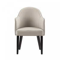 Hillman Modern Wood Vegan Leather and Velvet Armchair in Light Gray Dining Chair