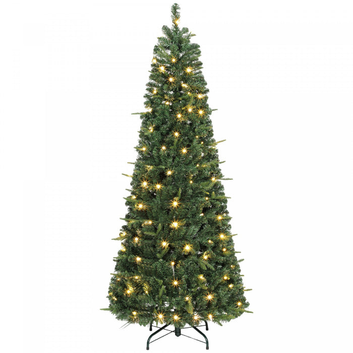 HOMCOM 6 ft Prelit Pop Up Christmas Tree, Collapsible Xmas Tree, Green