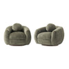 Tribeca Mid-Century Modern Chenille Lounge Chair in Olive Green - Set of 2 