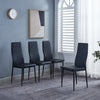 Ava Modern Diamond Grid Pattern Dining Chair Set (4-Pack) with Fireproof Leather and Metal Frame,Black  