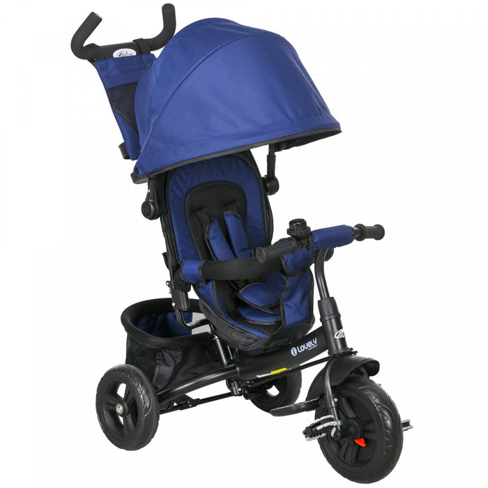 Qaba 6 In 1 Toddler Tricycle, Kids Trike With Foldable Canopy, Removable Parent-push Handle And Cove