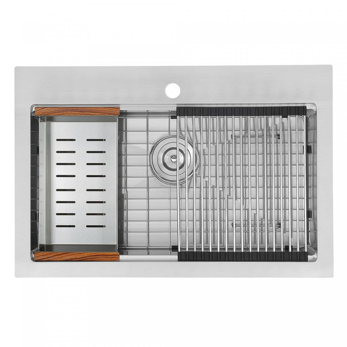 Ancona 30\" Drop-In Workstation Kitchen Sink - AN-3128