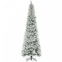 Homcom 9ft Flocked Pencil Artificial Christmas Tree With Steel Base, Green
