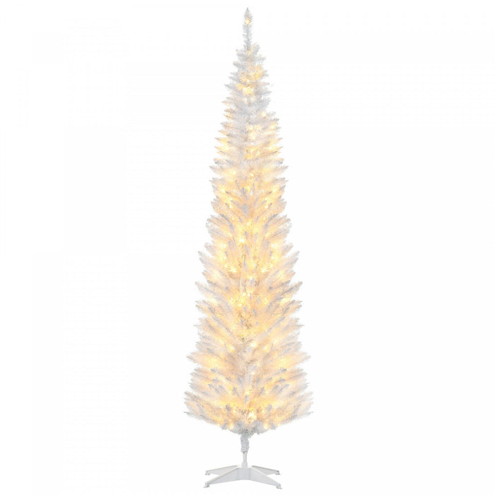 Homcom 7' Prelit Artificial Christmas Tree With Warm White Led Lights