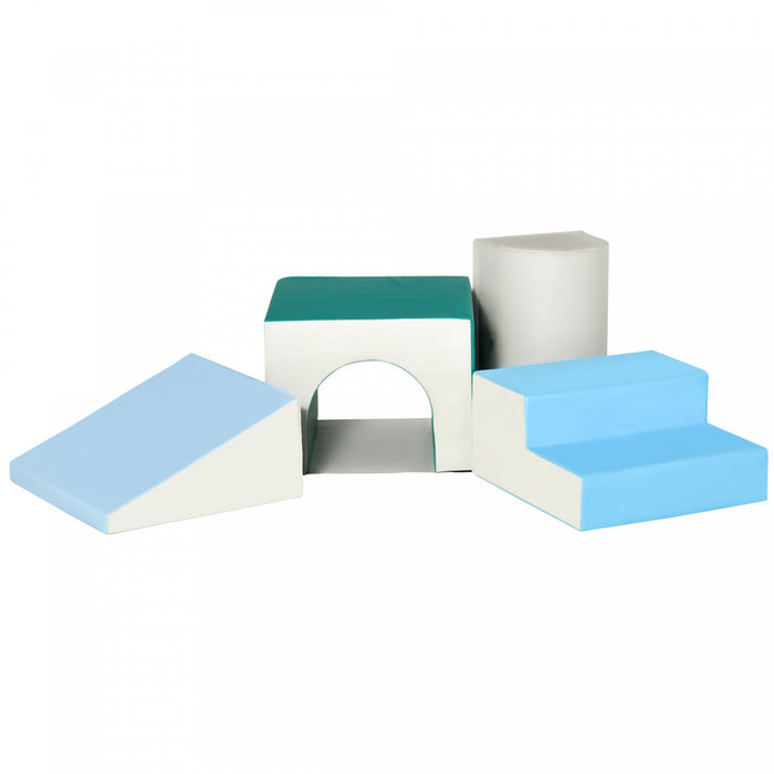 Qaba Foam Play Set For Toddlers And Children, Easy-to-clean 4 Piece Soft & Safe Kids Climbing Set Fo