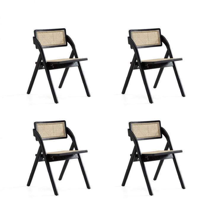 Lambinet Industry Chic Wood Folding Chair in Black and Natural - Set of 4 Dining Chair 