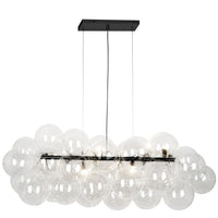 Dainolite Comet 10 Light Horizontal Pendant Matte Black Clear Glass Lamp