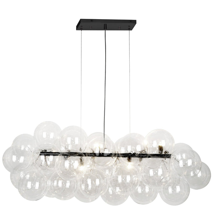 Dainolite Comet 10 Light Horizontal Pendant Matte Black Clear Glass Lamp
