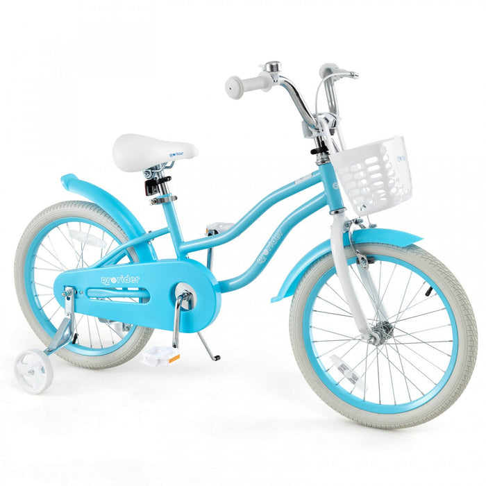 Prorider 18" Kids Bike Toddler Bicycle With Training Wheel Kickstand For 4-8 Years Blue