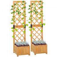 Outsunny Set Of 2 Raised Garden Bed With Trellis Board Flower Stand Lattice Panels For Plants, Flowe
