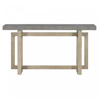 Ethan 59.1'' Triple Rectangle Design Painted Entryway Table with Pine Wood Legs,Grey Sofa Table