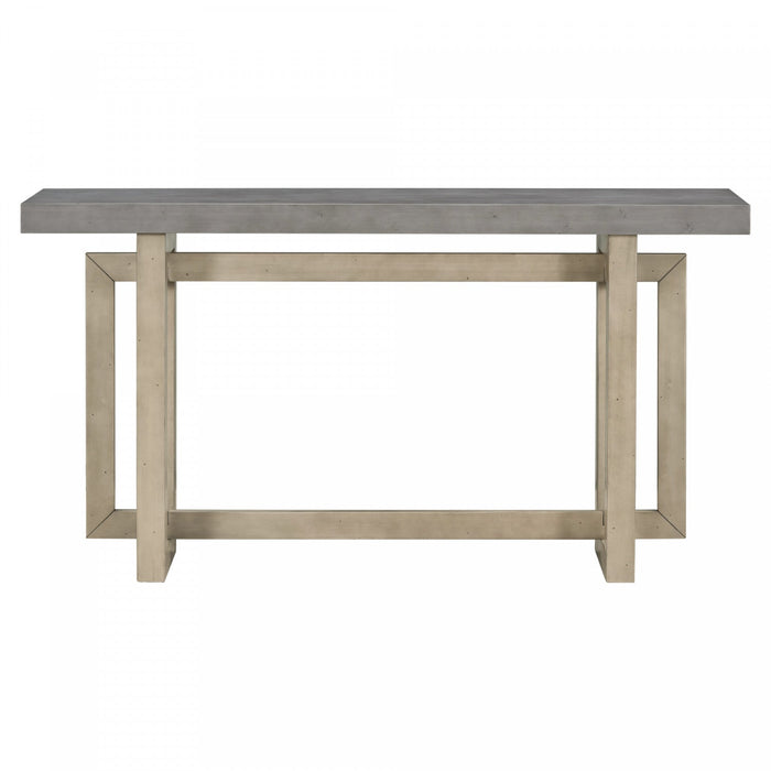 Ethan 59.1'' Triple Rectangle Design Painted Entryway Table with Pine Wood Legs,Grey Sofa Table  