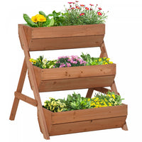 Outsunny 3 Tier Raised Garden Bed Vertical Wooden Elevated Planter Box Kit For Flowers, Vegetables,