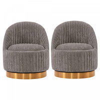 Leela Modern Chenille Swivel Lounge Chair in Gray - Set of 2 Accent Chair 