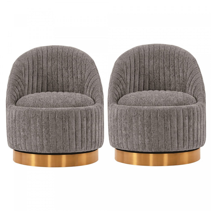 Leela Modern Chenille Swivel Lounge Chair in Gray - Set of 2 Accent Chair 