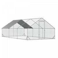 Pawhut Metal Chicken Coop, Walk-in Large Chicken Run, Poultry Cage For Backyard Hen, Duck, Rabbit Wi