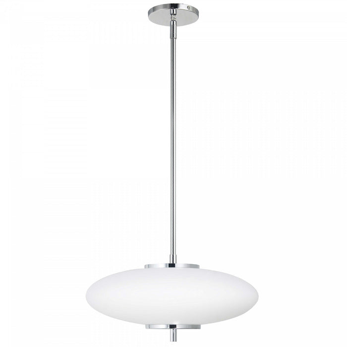 Dainolite Maddie LED Pendant 20w Polished Chrome Opal White Glass Lamp