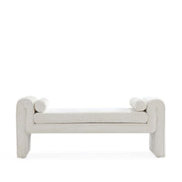 Concord Modern Glam Chenille Accent Bench in Ivory 