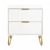 Dumbo Modern 20\" Fluted Nightstand in White (2-Drawer) 