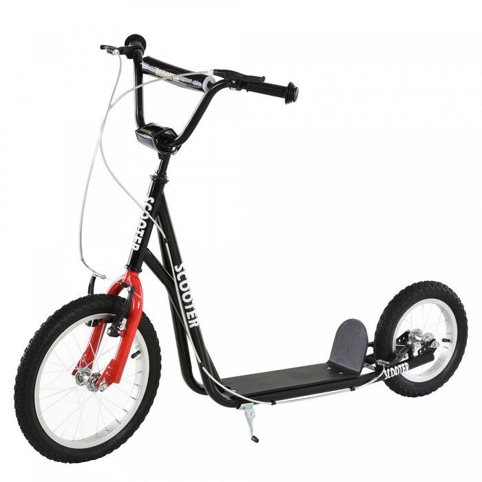 Aosom Youth Kick Scooter With Adjustable Handlebar And 16'' Inflatable Rubber Wheel For Kids And Tee