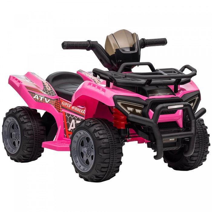 Aosom Kids Powered Ride-On Atv Quad Bike Four Wheeler Car With Music, 6v Battery Powered Motorcycle 
