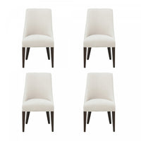 Beever Modern Chenille Wood Dining Chair in Cream - Set of 4 