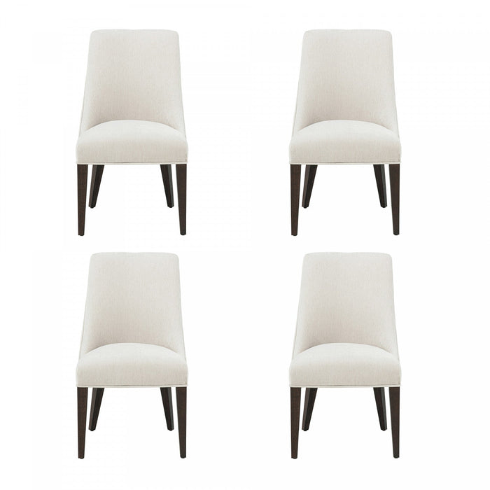 Beever Modern Chenille Wood Dining Chair in Cream - Set of 4 