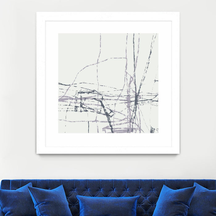 \"Chalk Doodles H\" Matted and Framed White 36x36 Wall Art