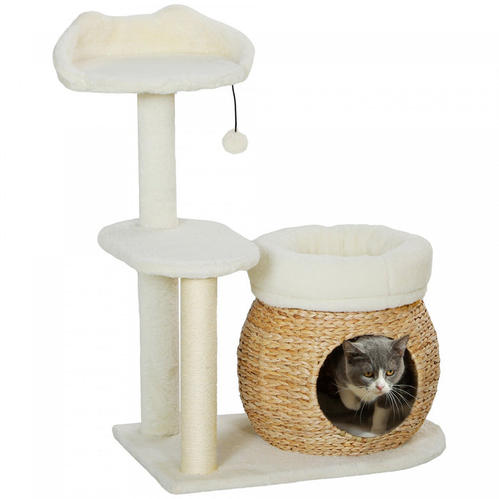 Pawhut 31\" Cat Tree, Cat Tower With Sisal Scratching Posts, Cat Condo, Cat Beds, Platform, Toy Ball,