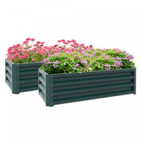 Outsunny Set Of 2 Raised Garden Bed, Steel Planters For Outdoor Plants, Elevated Planter Box, Easy-t