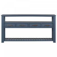 Ava 62.2'' Large Entryway Table with Drawers and Open Shelves,Navy Blue Sofa Table