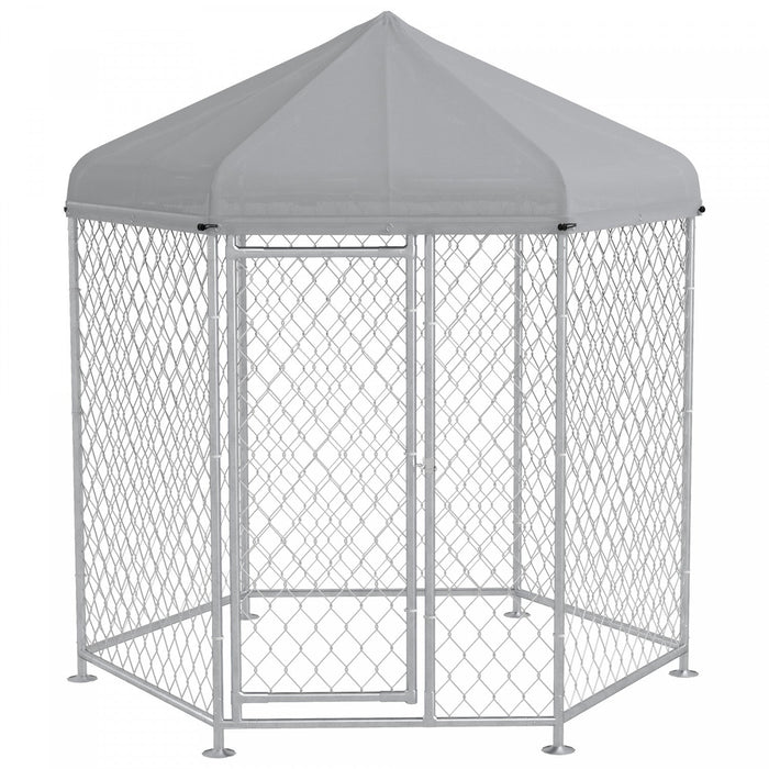 Pawhut Outdoor Dog Kennel Dog Run With Waterproof, Uv Resistant Cover For Medium And Large Sized Dog