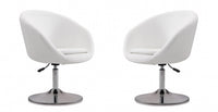 Hopper Modern Upholstered Swivel Lounge Chair in White - Set of 2 Accent Chair