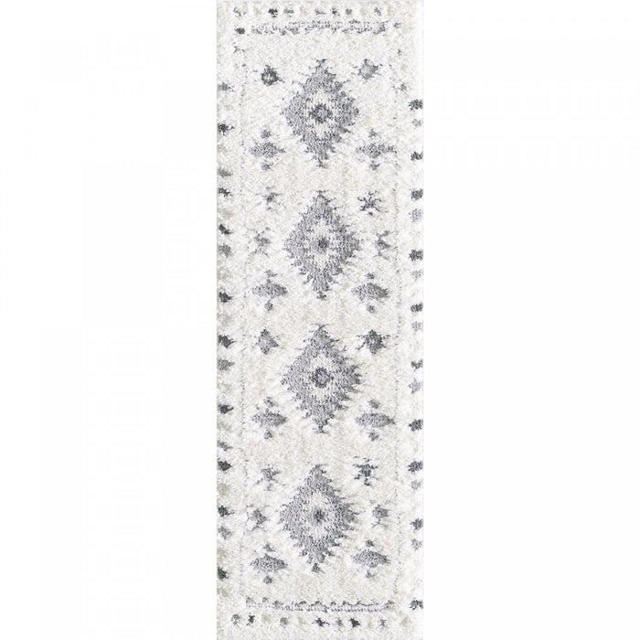 Lola Diamond Grey Shag Area Rug - 2'7\" x 8'