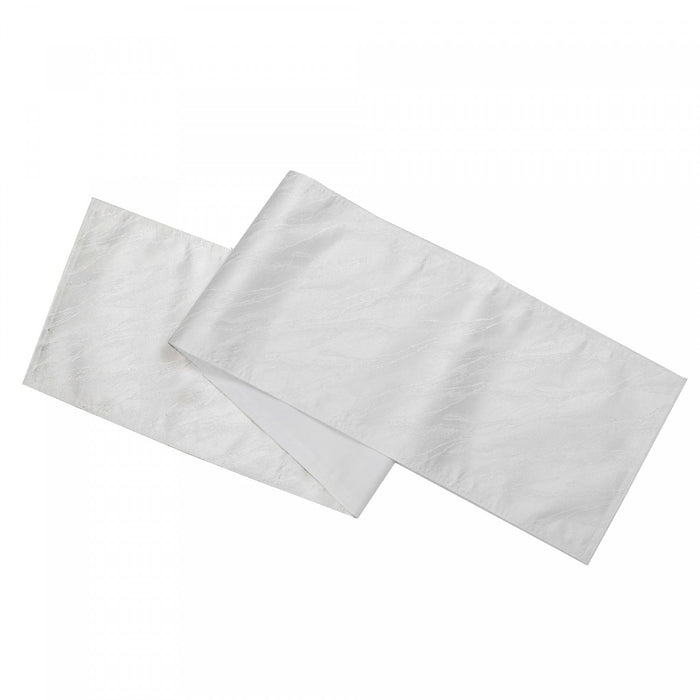 White 72\" Marble Table Runner with Lurex