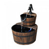 Outsunny 2-tier Wooden Barrel Water Fountain With Electric Pump, 23\" Tall Cascading Feature Outdoor 