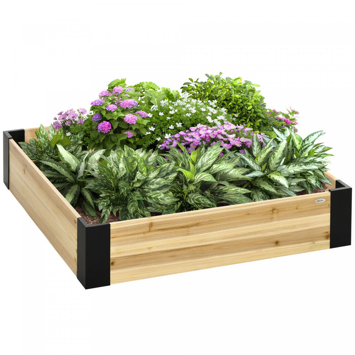 Outsunny 47\" X 47\" Raised Garden Bed With Metal Corner Bracket, Easy To Install Planter Box For Grow
