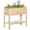 Outsunny Wooden Raised Garden Bed Standing Elevated Planter Box With Storage Shelf For Flowers, Vege