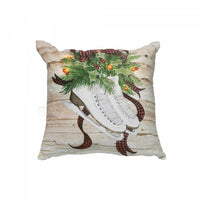 LED Velvet Cushion Pair of Skates 18 x 18 - Set of 2 Cushions
