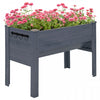 Outsunny Raised Garden Bed With Hooks, 660lb Capacity Wood Elevated Planter Box With Water Draining 