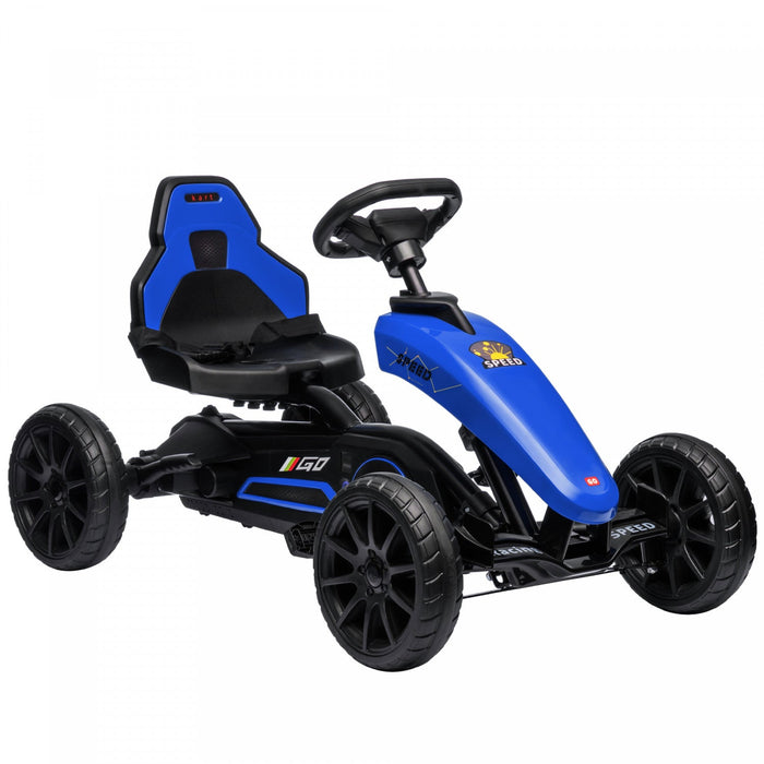 Aosom Pedal Go Kart For Kids, Pedal Powered Ride-On Car With Swing Axle, Adjustable Bucket, Handbrak