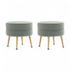 Bailey Mid-Century Modern Upholstered Accent Ottoman in Sage Green - Set of 2 