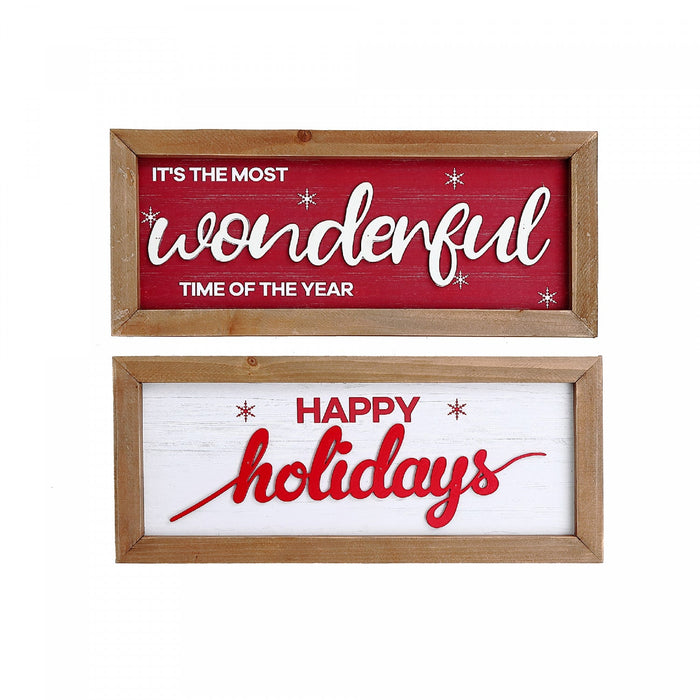Framed Wood Sign With 3d Text English - Set of 2 Wall Decor