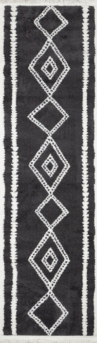 Zelda Contemporary 2'3\" x 7'6\" Runner Rug in Black Indoor Area Rug 