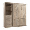 Bestar Pur Full Murphy Unit with Drawers 84-Inch Wall Bed - Rustic Brown