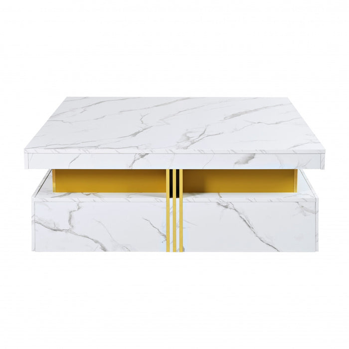 Marcia 33.5\" Square Engineered Wood Coffee Table With Storage Drawers - White 