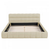 Jessica Upholstered Platform Bed with Comfortable Linen Fabric and Sturdy Frame,Queen Size,Beige Queen Bed  