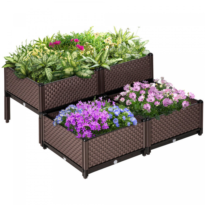 Outsunny Set Of 4 Garden Raised Bed Kit, Diy Elevated Planter Box, Flower Vegetables Planting Contai