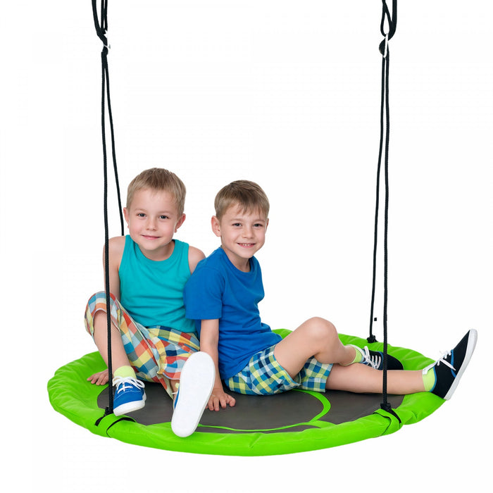 Outsunny 43.25" Saucer Swing Giant Hanging Tree Swing, Nest Web Rope Seat, Adjustable Hanging Ropes for Indoor Outdoor Children 3-12 Years Old, Green