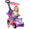 Qaba Push Car, 3 In 1 Kids Ride On Car Toddler Sliding Car With Music, Light, Foot To Floor Baby Car With Handle, Removable Canopy, Safety Guardrail, Horn, Pink